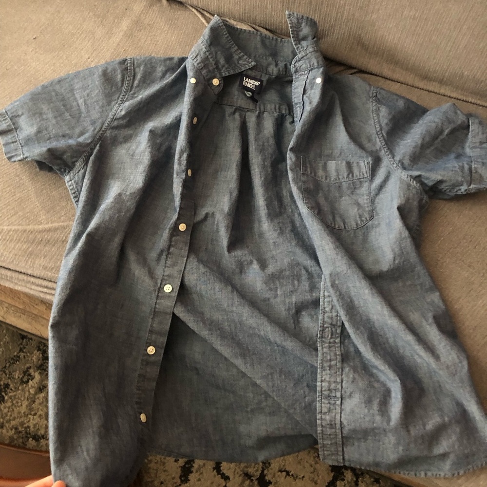 Men's Lands' End Traditional Fit Chambray Button Down Shirt